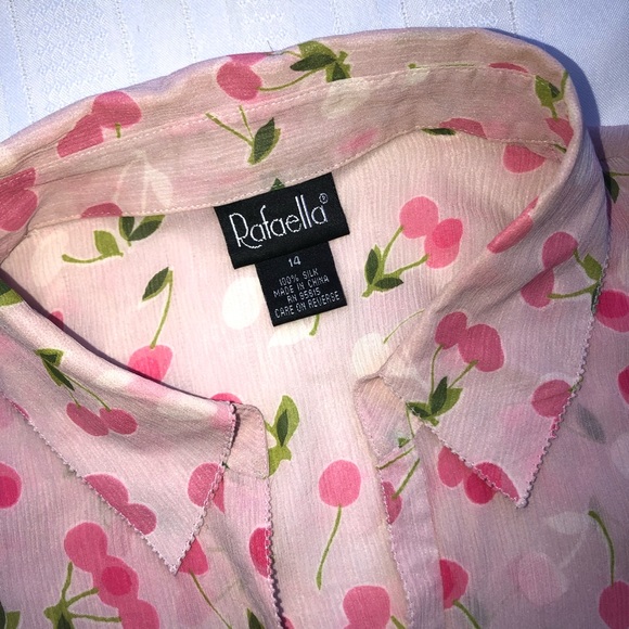 Rafaella silk pink berry crop button down blouse - Picture 5 of 11